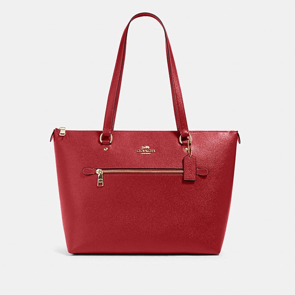 Coach Red Crossgrain Leather Gallery Tote
